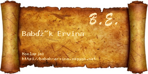 Babák Ervina névjegykártya